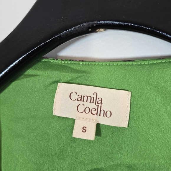 NWT Camila Coelho Revolve Inez Floral Puff Sleeve Top Small Green - Picture 8 of 10